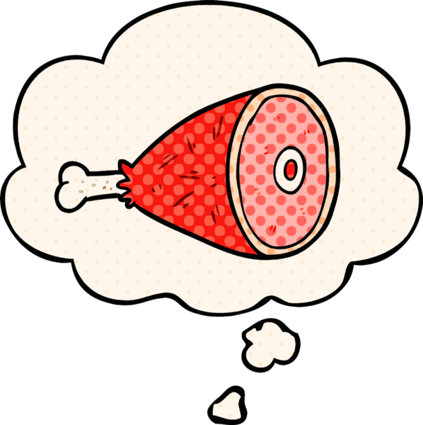 Çizgi roman tarzında orijinal et ve düşünce baloncuğu.