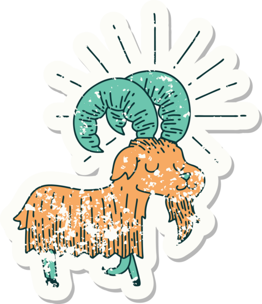 Orijinal eski dövme stili mutlu keçi çıkartması.