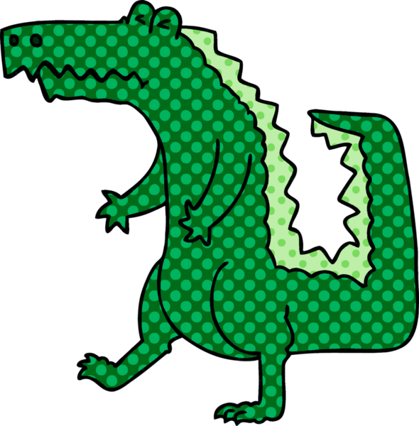 Orijinal çizgi roman tarzı tuhaf çizgi film timsahı