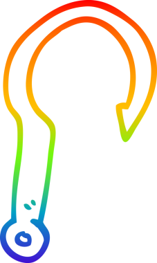 Orijinal gökkuşağı gradyan çizgi çizimi bir karikatür balık kancası