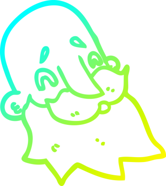 Çizgi film karakteri sakallı bir adamın orijinal soğuk gradyan çizimi.