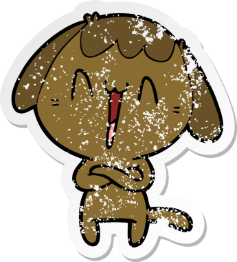 Sevimli bir çizgi köpeğin orijinal kederli çıkartması.