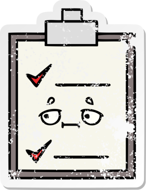 Sevimli bir çizgi film kontrol listesinin orijinal sıkıntılı etiketi