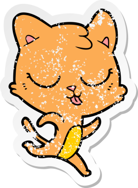 Çizgi film kedisinin orijinal sıkıntılı çıkartması.