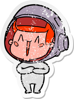 Mutlu bir astronotun orijinal sıkıntılı çıkartması.