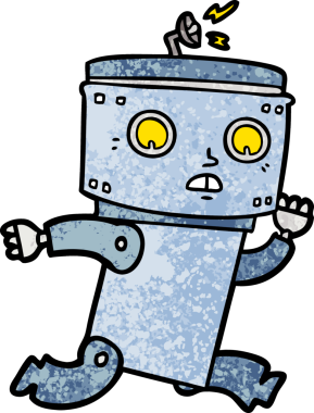 Bir insan tarafından çizilmiş orijinal çizgi film robotu