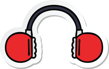 Orijinal bir çizgi film etiketi, eski moda kulaklık.