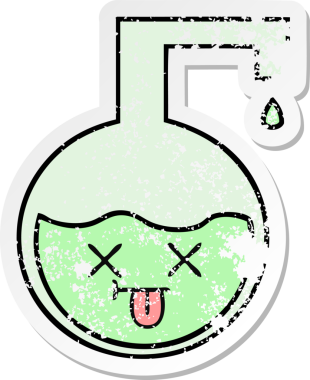 Sevimli bir karikatür bilim deneyinin orijinal sıkıntılı çıkartması.