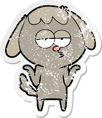 Sıkıntıdan patlayan bir köpeğin orijinal çıkartması.