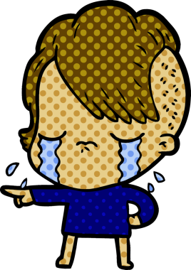 Orijinal karikatür ağlayan kız suçlayan