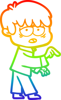 Orijinal gökkuşağı gradyan çizgi çizimi bitkin bir çocuğun