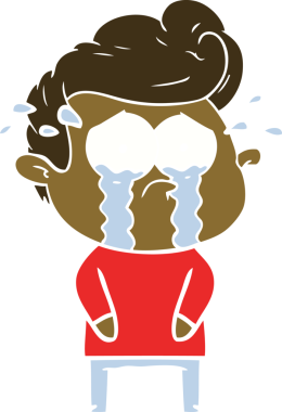 Orijinal düz renkli çizgi film ağlayan adam