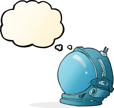 Düşünce baloncuklu orijinal astronot miğferi