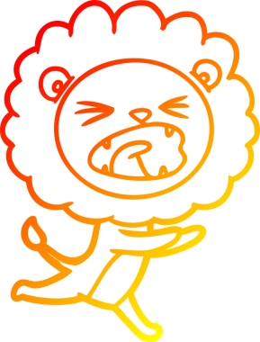 Koşan bir aslanın orjinal sıcak çizgi çizimi