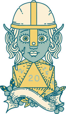 Orijinal Retro Dövme Tarzı 20 zarlı elf dövüşçüsü karakteri