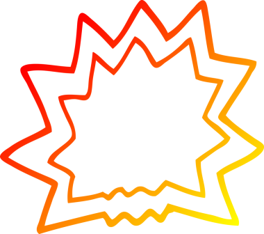 Bir patlama çizgi filminin orijinal sıcak çizgi çizimi