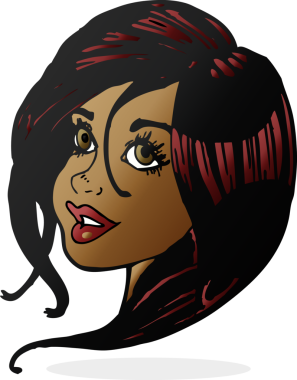 Orijinal çizgi film. Güzel bayan yüzü.