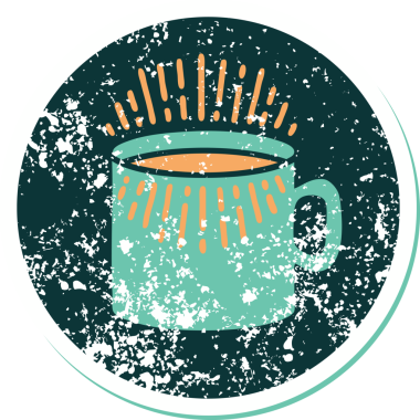 Orijinal ikonik sıkıntılı yapıştırma stili kahve fincanı.