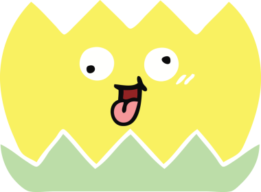 Bir nilüfer çiçeğinin orijinal düz renkli retro karikatürü