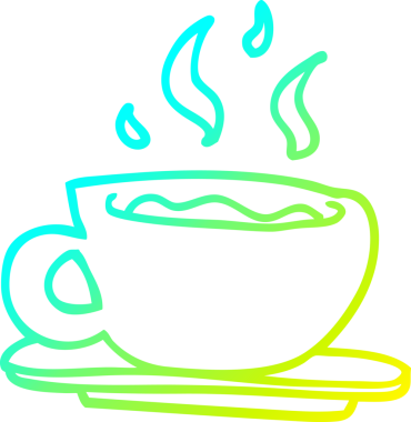 Orijinal soğuk eğimli çizgi film çizimi bir fincan çay.