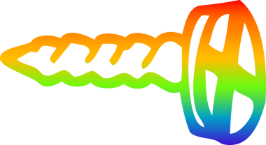 Orijinal gökkuşağı gradyan çizimi karikatür eski pirinç vida