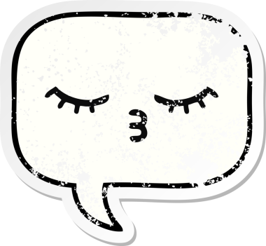 Tatlı bir karikatür konuşma balonunun orijinal sıkıntılı çıkartması