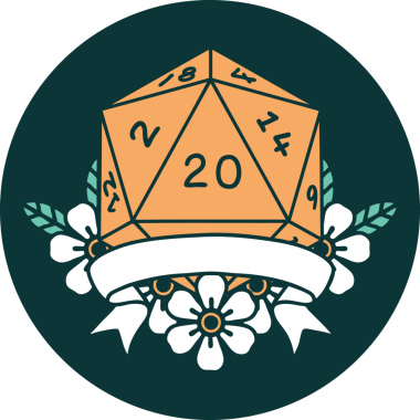 20 kritik vuruş D20 zarının orijinal simgesi