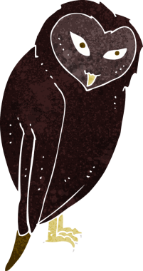 Bir insan tarafından çizilmiş orijinal karikatür baykuşu