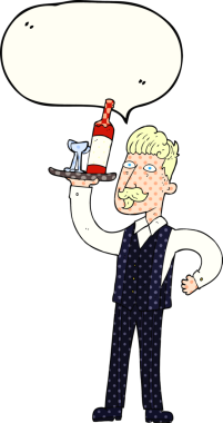 Orijinal serbest çizim çizgi roman konuşma balonu çizgi film garsonu