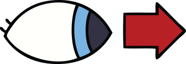 Orijinal şirin bir göz karikatürü bir tarafa bakıyor.