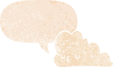 Konuşma baloncuğu ile orijinal şirin çizgi film bulutu grunge sıkıntı retro desenli stil