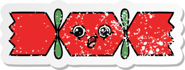 Sevimli bir karikatür Noel krakerinin orijinal kederli çıkartması