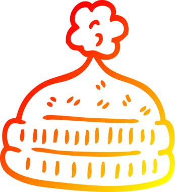 Bir çizgi film kış şapkasının orjinal sıcak çizgi çizimi