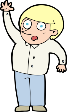 Çizgi filmdeki orijinal adam soru soruyor.