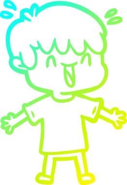 Çizgi film karakteri gülen çocuğun orjinal soğuk gradyan çizimi