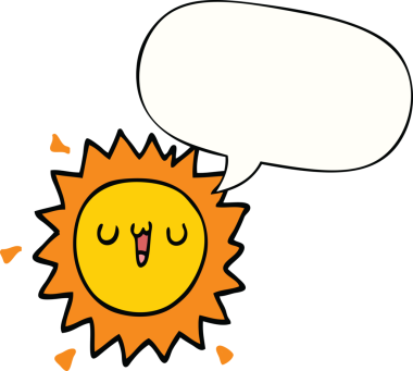 Konuşma baloncuklu orijinal çizgi film güneşi