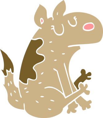 Orijinal karikatür köpeği oturuyor.