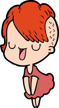 Hipster tıraşlı, orijinal çizgi film kızı.