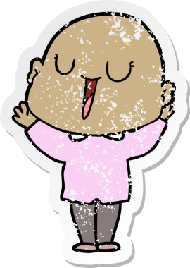 Mutlu ve kel bir adamın orijinal sıkıntılı çıkartması.