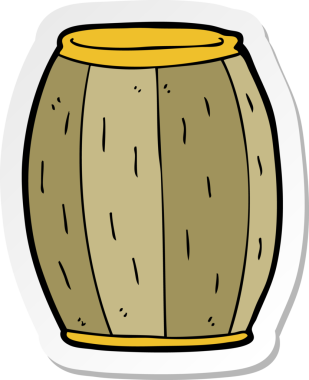 Çizgi film bira fıçısının orijinal çıkartması.