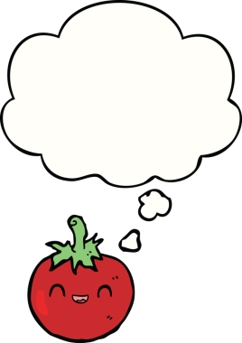 Düşünce baloncuklu orijinal şirin domates.