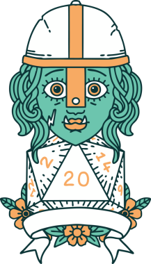 Orijinal Retro Dövme Tarzı Yarı Ork Dövüşçüsü Doğal 20 zar atışıyla