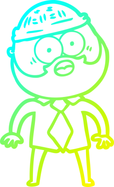 Çizgi film karakteri sakallı bir adamın orijinal soğuk gradyan çizimi.