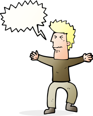 Orijinal çizgi film adamı konuşma balonuyla strese soktu.