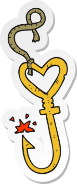 Orijinal bir karikatür çıkartması Love Heart Fish kancası.