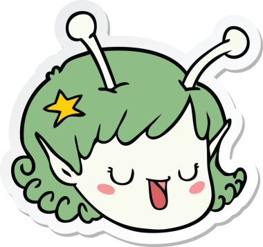 Uzaylı kız yüzünün orijinal çıkartması.