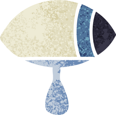 Ağlayan gözün orjinal retro çizim tarzı bir karikatürü bir tarafa bakıyor.