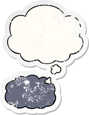 Üzüntülü bir çıkartma olarak düşünce baloncuklu orijinal çizgi film bulutu