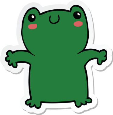 Çizgi film kurbağasının orijinal çıkartması.