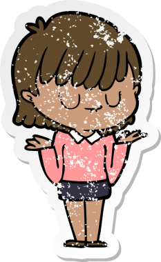 Bir çizgi film kadınının orijinal sıkıntılı çıkartması.